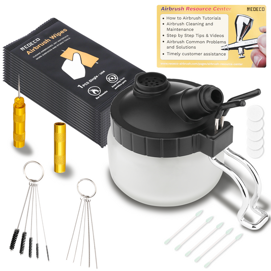 NEOECO Universal Airbrush Cleaning Pot With Airbrush Wipes Kit