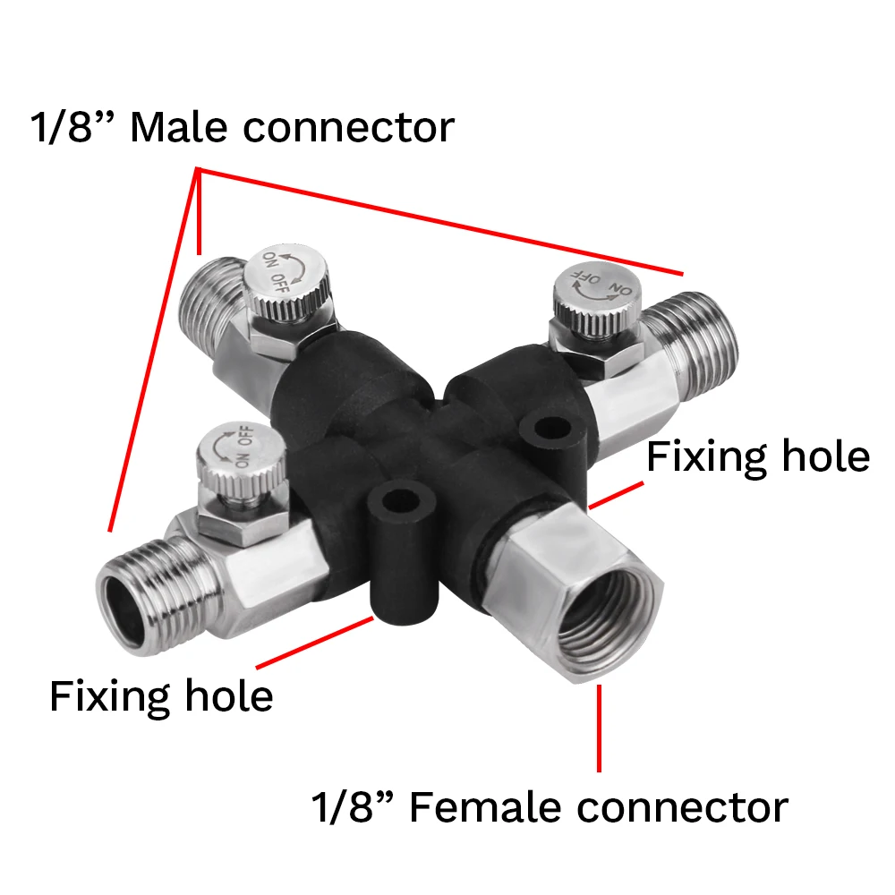 NEOECO 3-Way Airbrush Air Hose Splitter Manifold