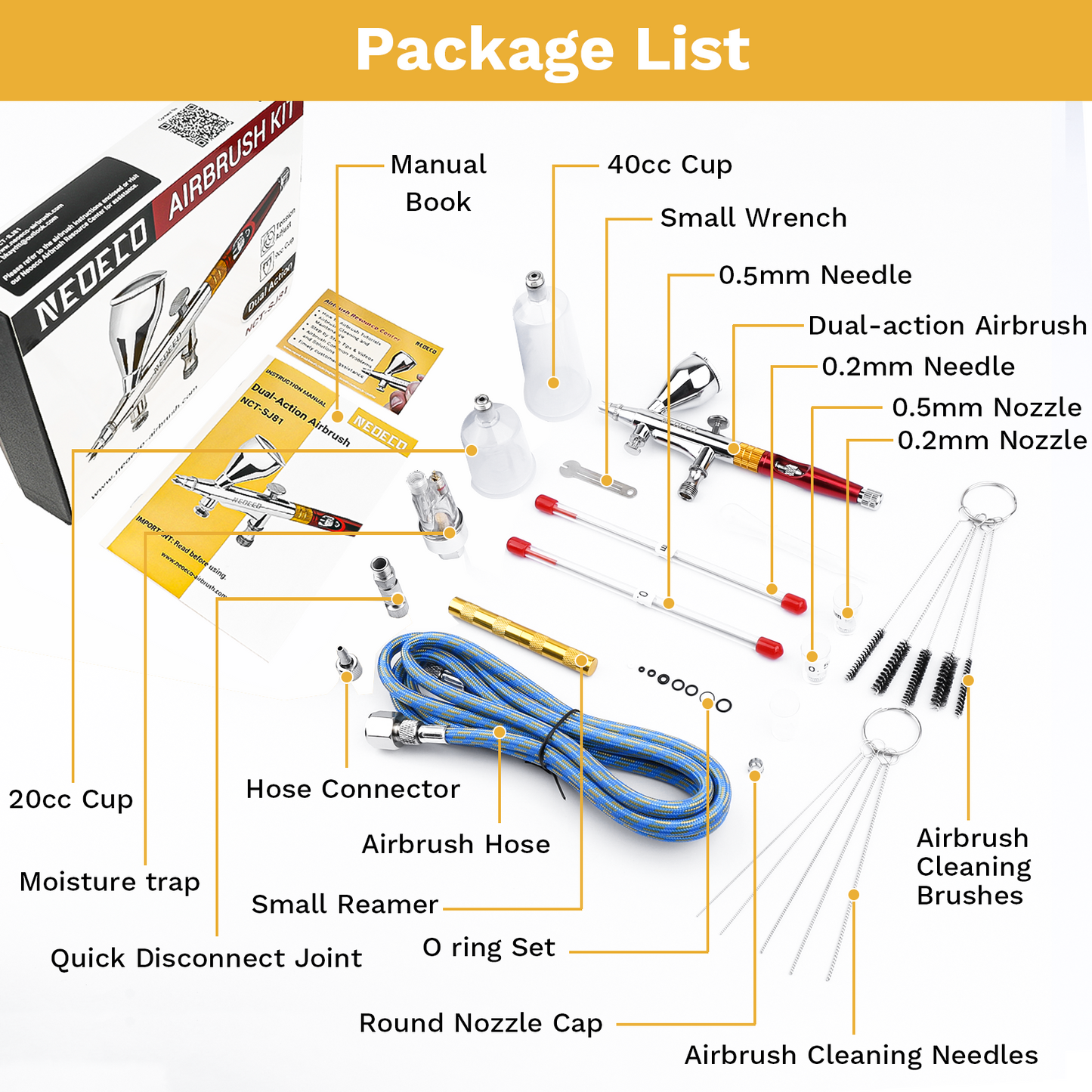 NEOECO NCT-SJ81 Gravity Feed Dual Action Airbrush