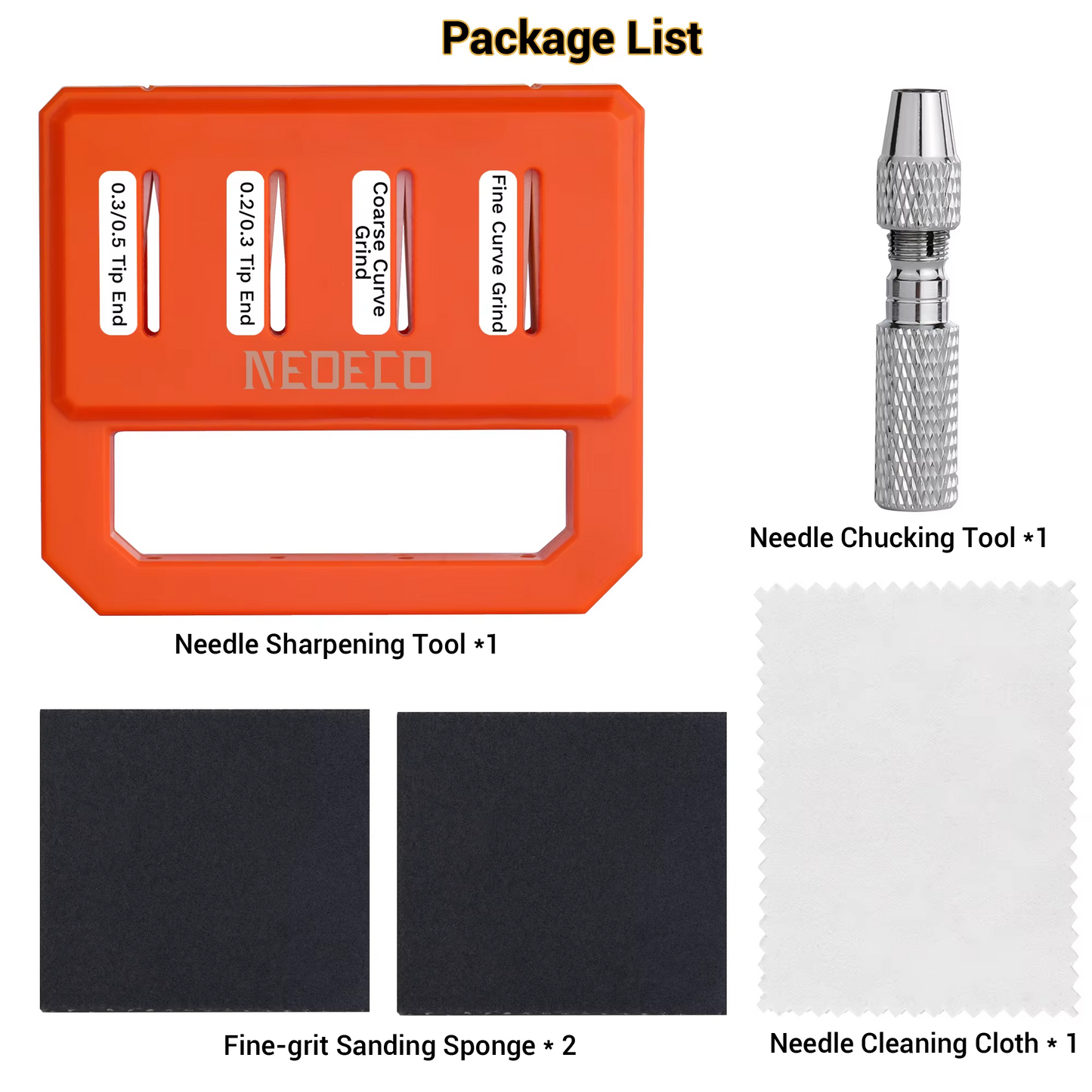 Airbrush Needle Repair & Maintenance Tool Kit - 0.2/0.3/0.5mm with Needle Chuck