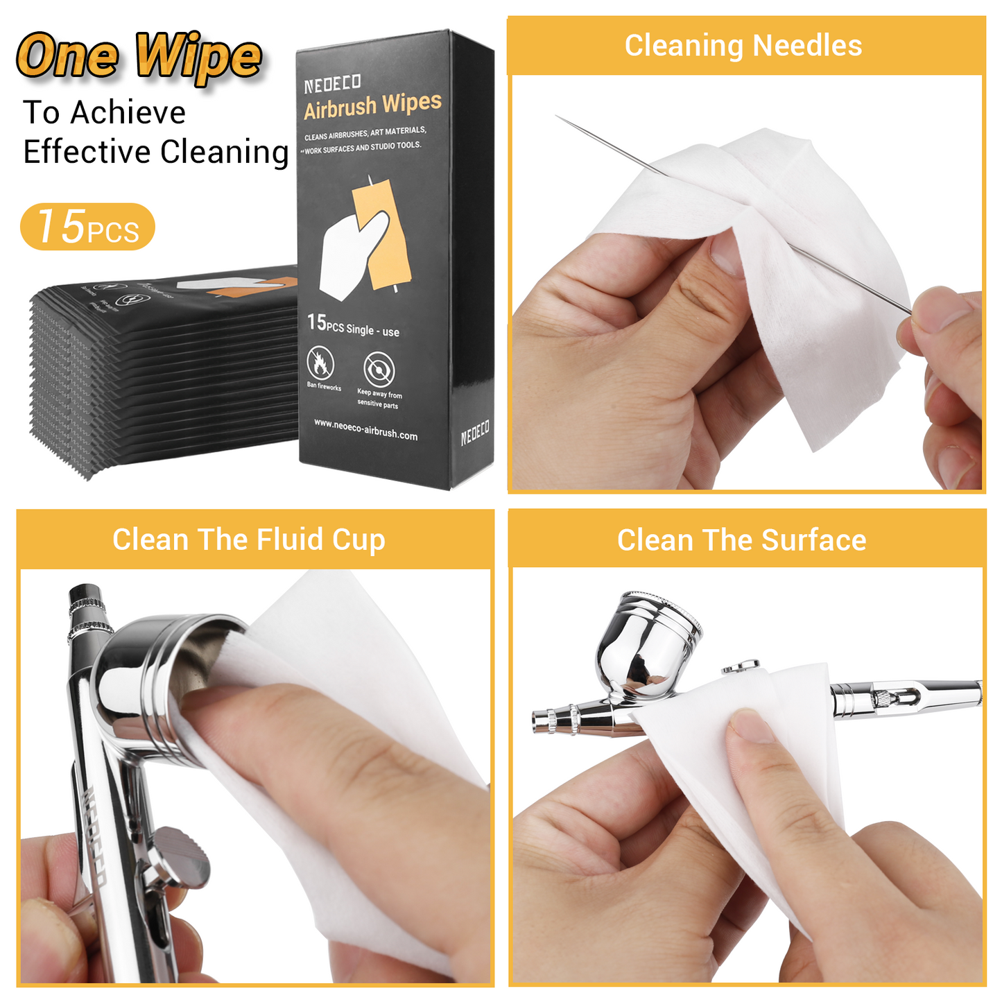 NEOECO Universal Airbrush Cleaning Pot With Airbrush Wipes Kit