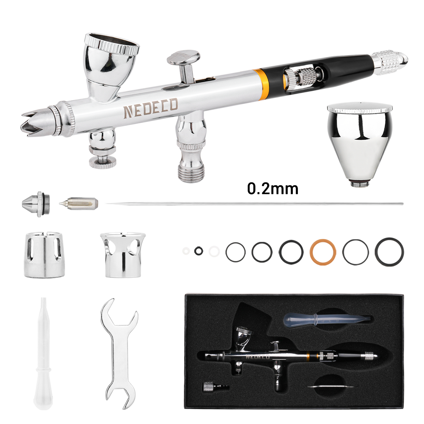 NEOECO 0.2MM Dual Action Gravity Feed Airbrush NCT-SJ83P02