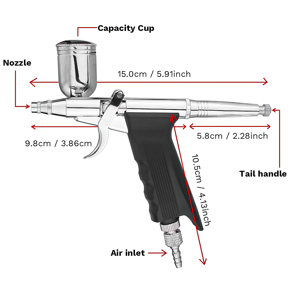 NEOECO NCT-116S Side Feed Trigger Type Pistol-grip Airbrush Kit