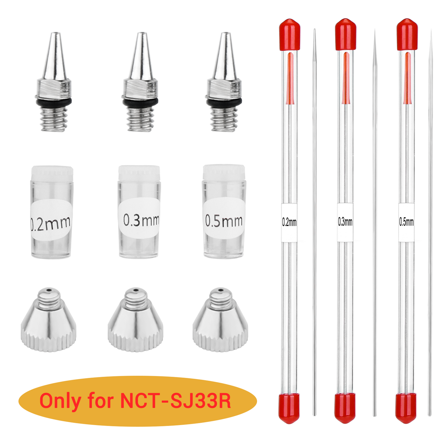 0.2mm, 0.3mm, 0.5mm Airbrush Nozzle Needle Replacement Parts for Airbrush NCT-SJ33R