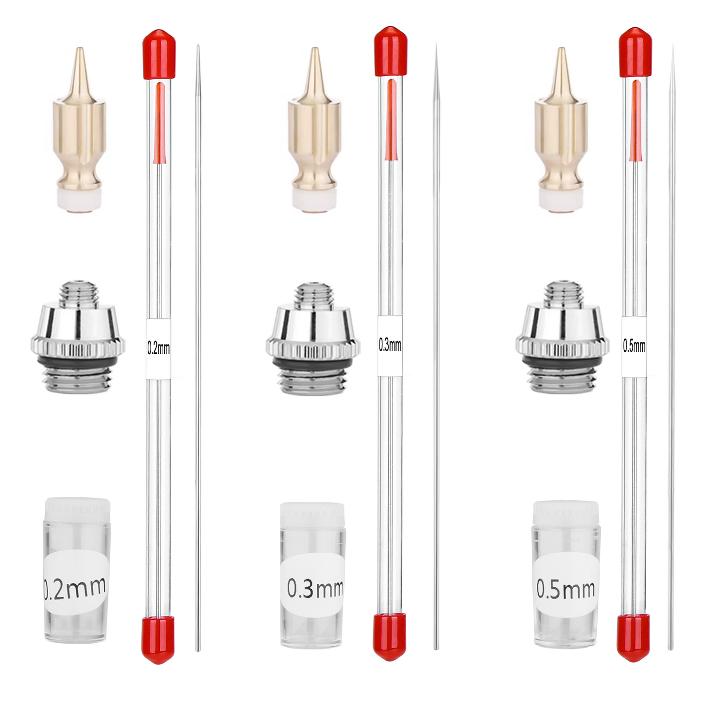 NEOECO NCT-GA02 Airbrush Nozzle Set – 0.2 / 0.3 / 0.5mm