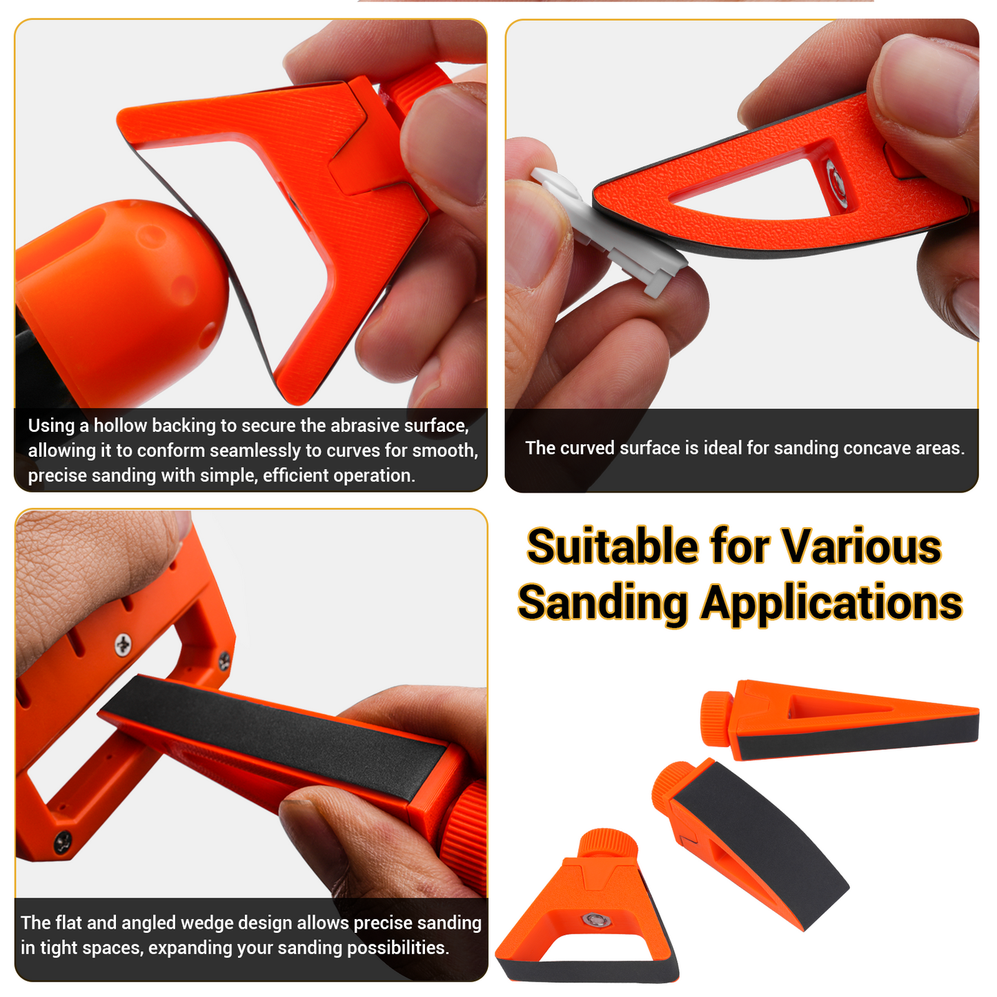 Mini Handheld Sandpaper Holder for Curved Surfaces – Includes Sandpaper Sheets