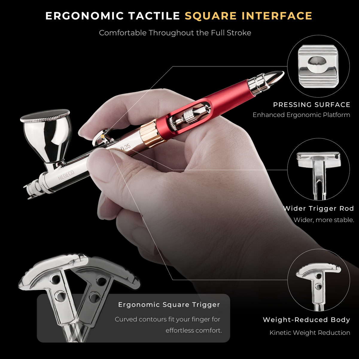 NEOECO Streva G 0.35mm Gravity Feed Dual-Action Airbrush