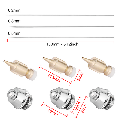 NEOECO NCT-GA02 Airbrush Nozzle Set – 0.2 / 0.3 / 0.5mm