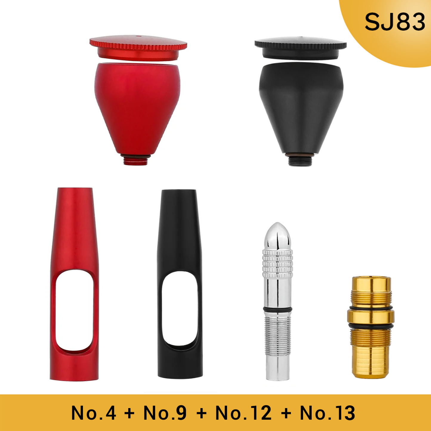 SJ83 Airbrush Replacement Set: 9cc Cup, Handle, Gold Ring, Tail Knob