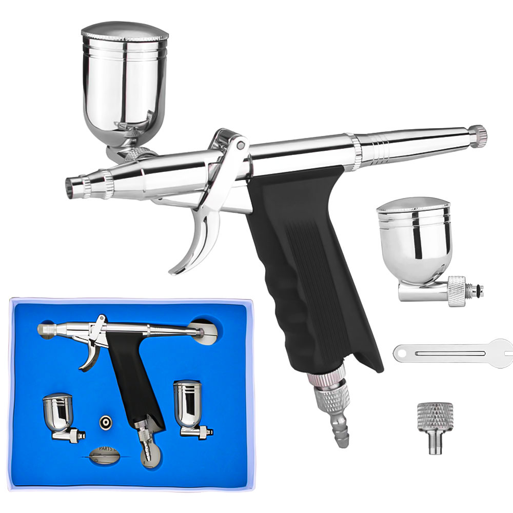 Airbrush-kit, luchttank met dubbele ventilator, compressorsysteemset Airbrush-kit, luchttank met dubbele ventilator, compressorsysteemset